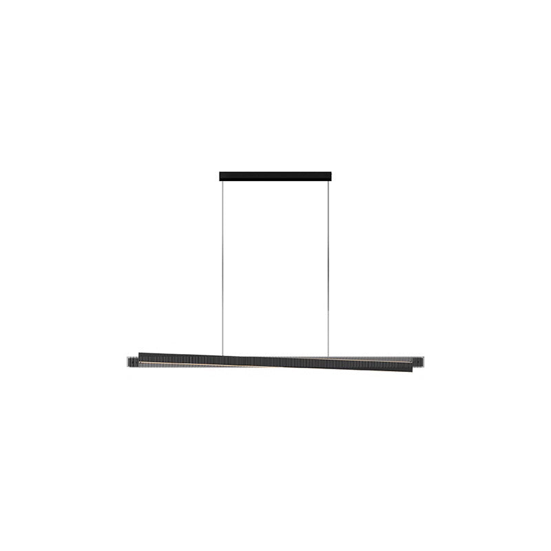 Lámpara colgante lineal WOMO de cristal estriado negro - WM2310