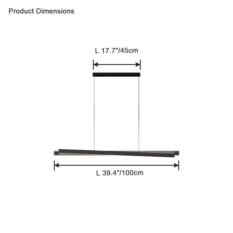 Lámpara colgante lineal WOMO de cristal estriado negro - WM2310