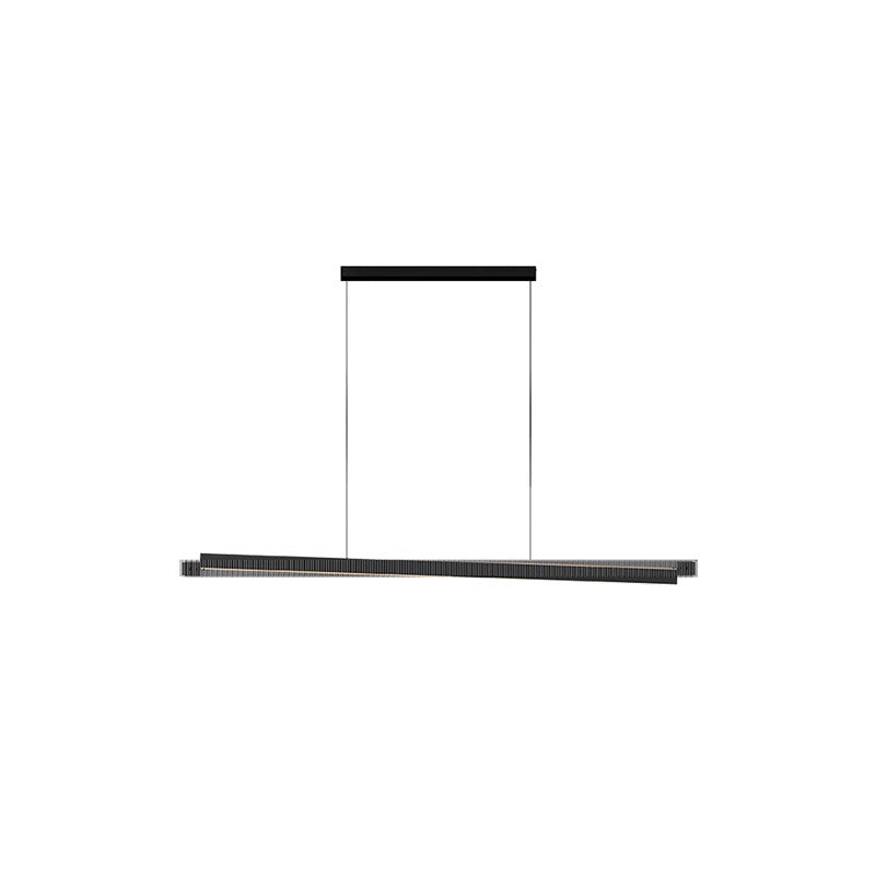Lámpara colgante lineal WOMO de cristal estriado negro - WM2310