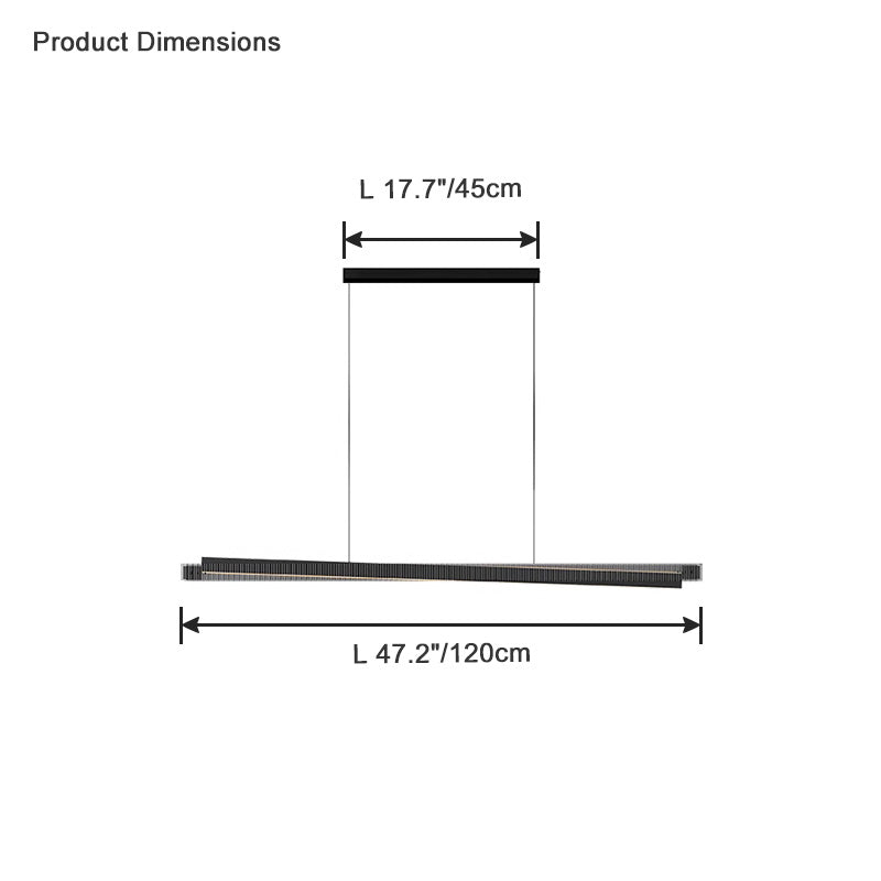 Lámpara colgante lineal WOMO de cristal estriado negro - WM2310