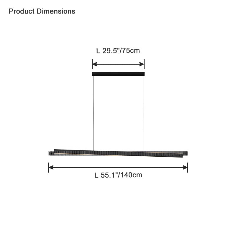 Lámpara colgante lineal WOMO de cristal estriado negro - WM2310