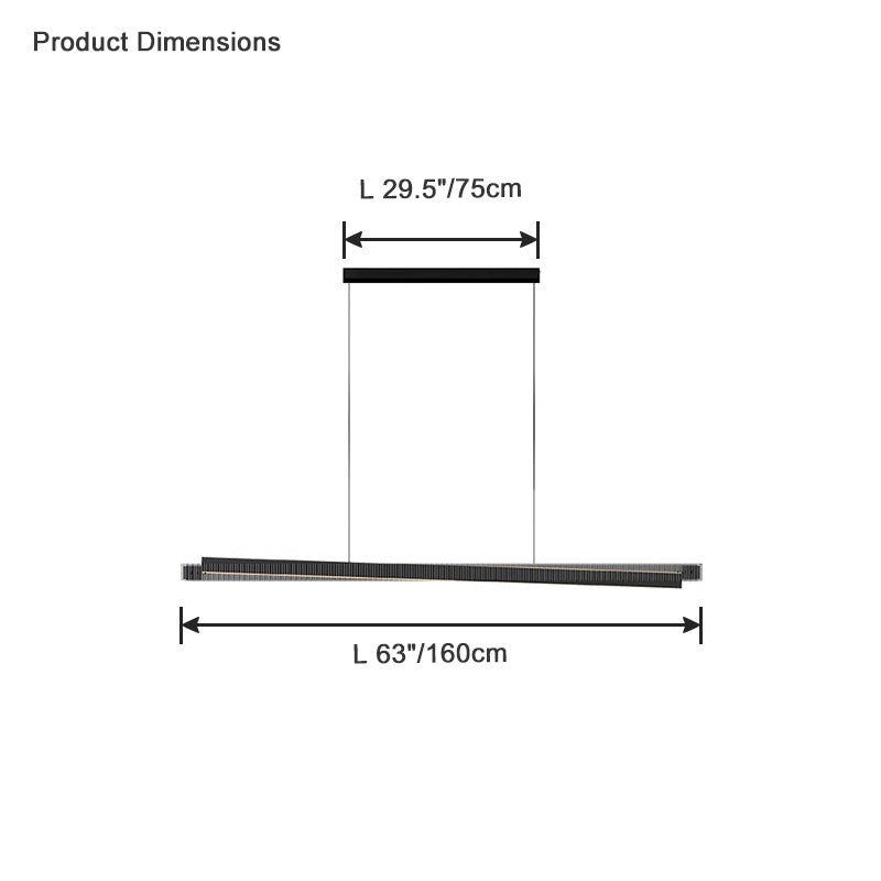Lámpara colgante lineal WOMO de cristal estriado negro - WM2310