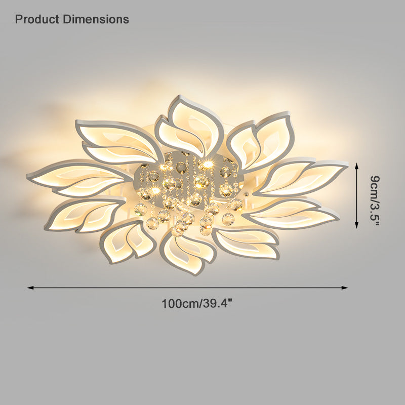 WOMO Lámpara de techo empotrada de cristal con diseño de flores grandes - WM1107