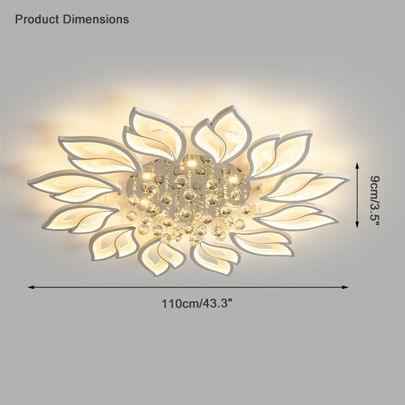 WOMO Lámpara de techo empotrada de cristal con diseño de flores grandes - WM1107