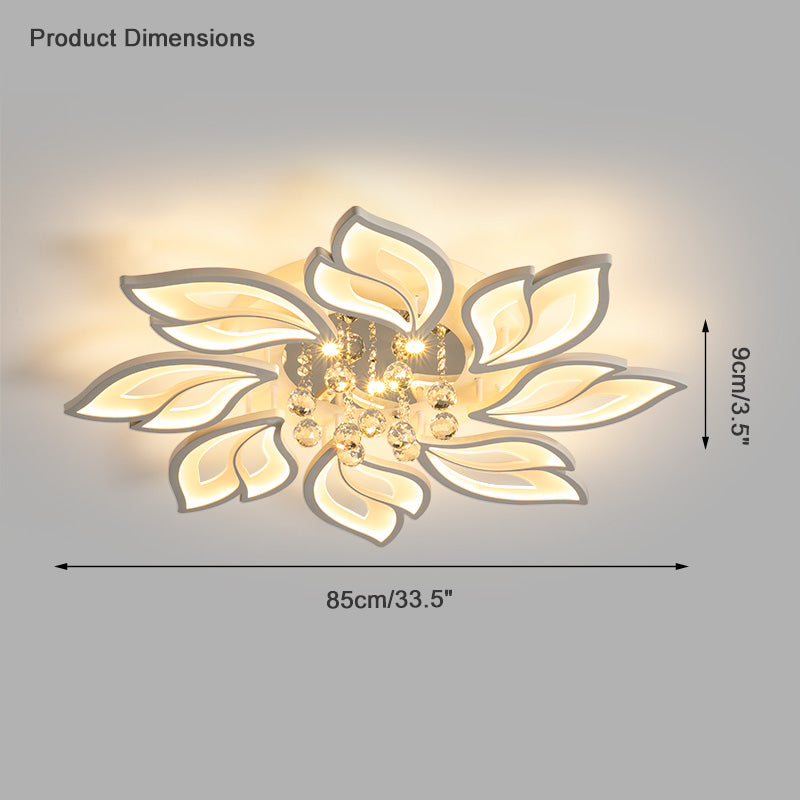 WOMO Lámpara de techo empotrada de cristal con diseño de flores grandes - WM1107