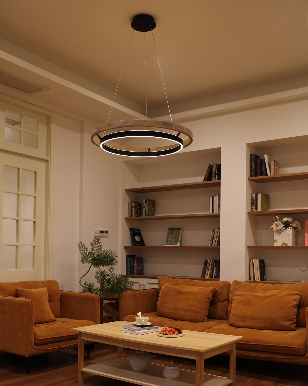 WOMO Lámparas Colgantes LED Circular de Madera - WM2492