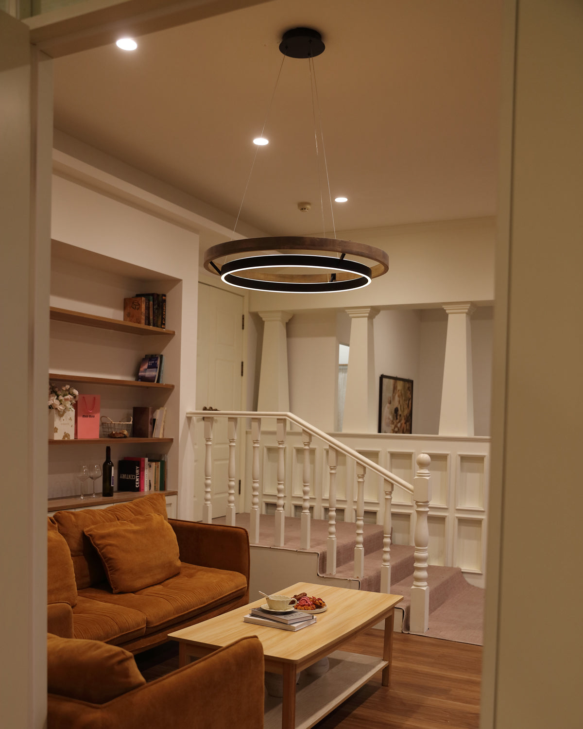 WOMO Lámparas Colgantes LED Circular de Madera - WM2492