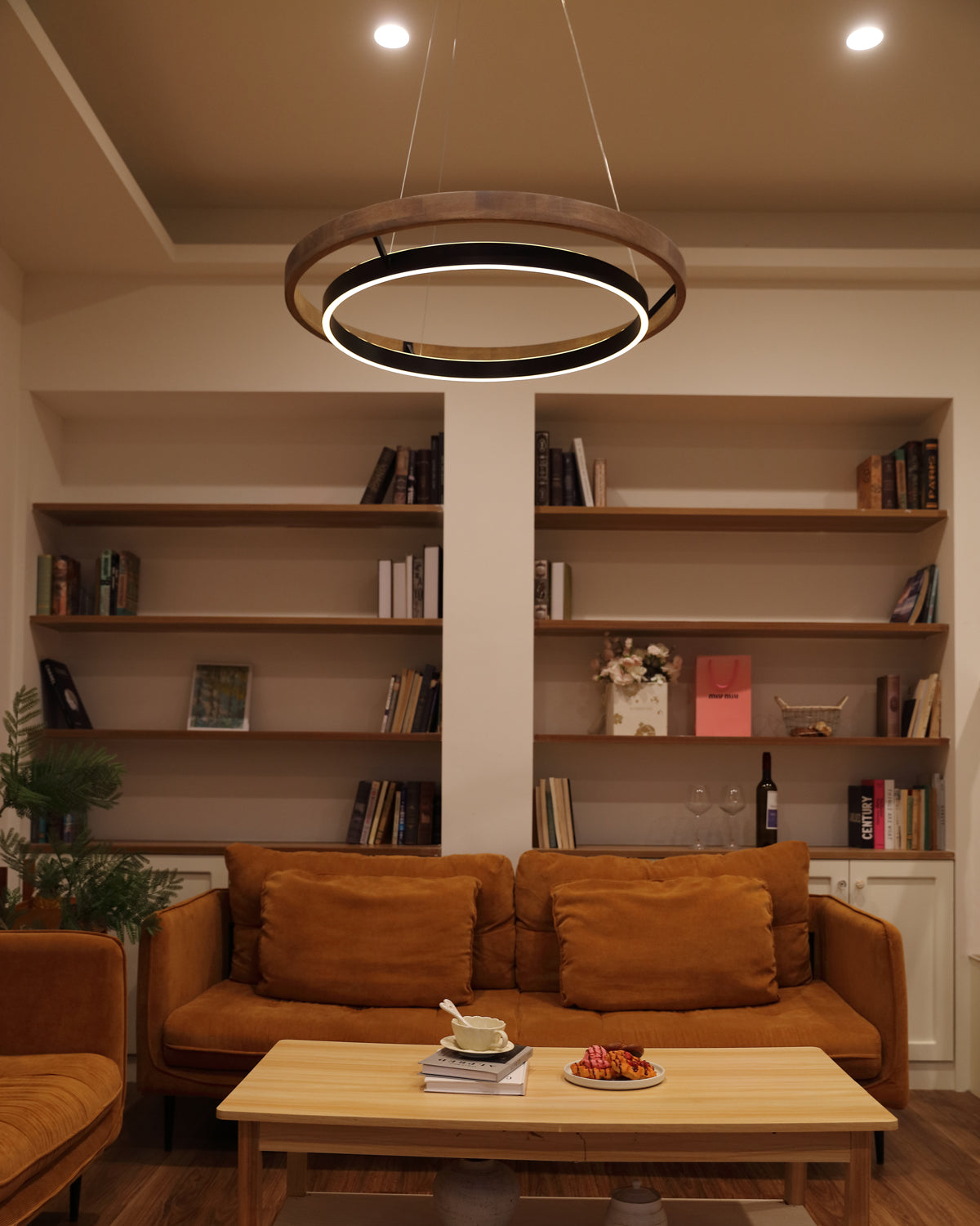 WOMO Lámparas Colgantes LED Circular de Madera - WM2492