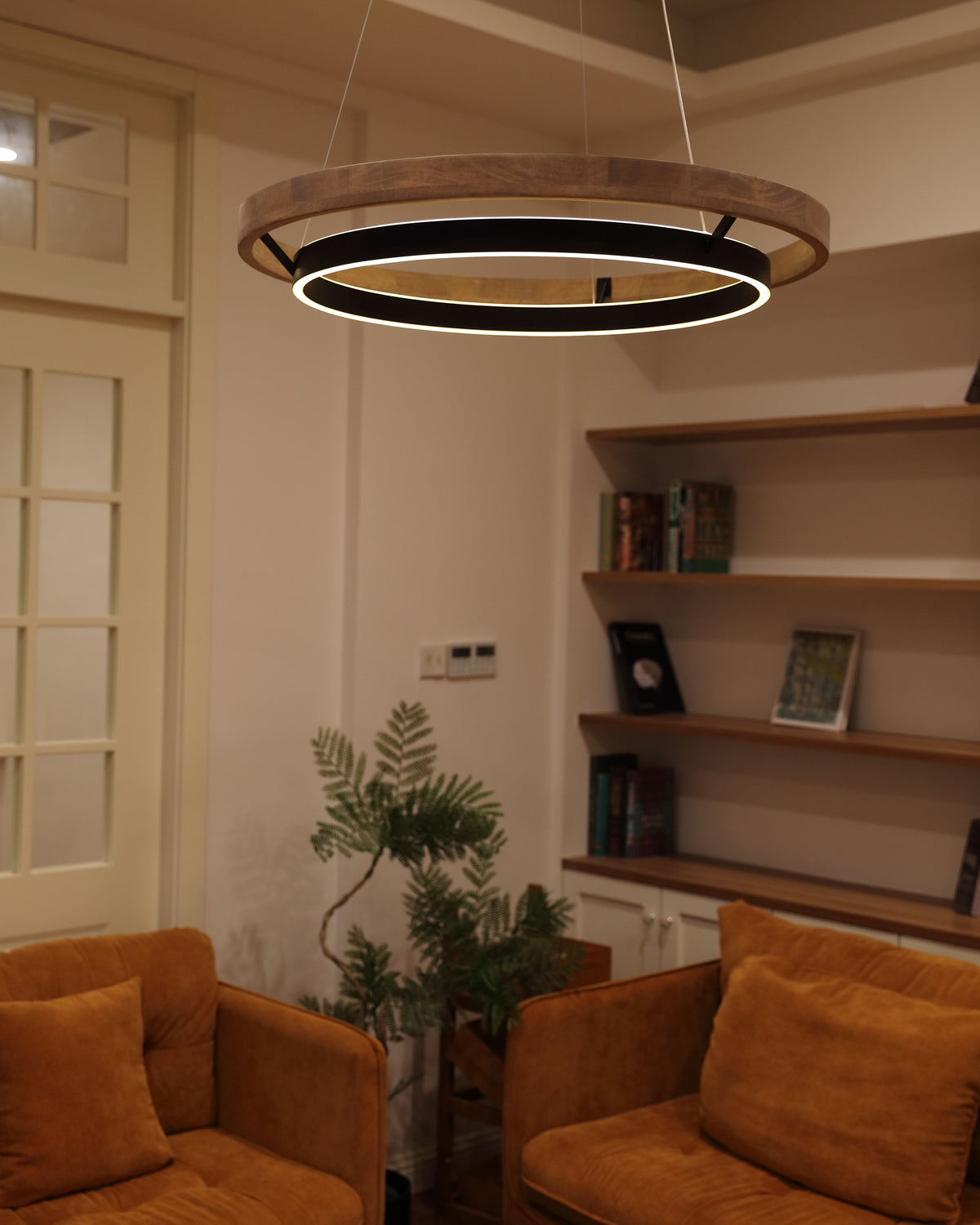 WOMO Lámparas Colgantes LED Circular de Madera - WM2492