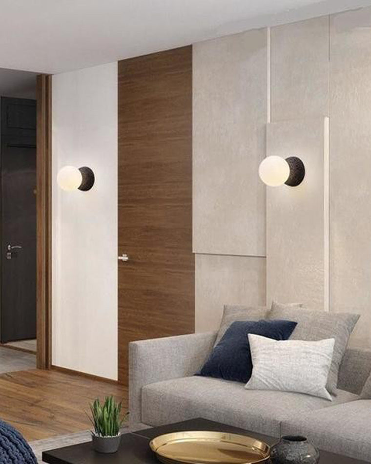 Aplique de pared WOMO con globo de cristal blanco y negro - WM6103