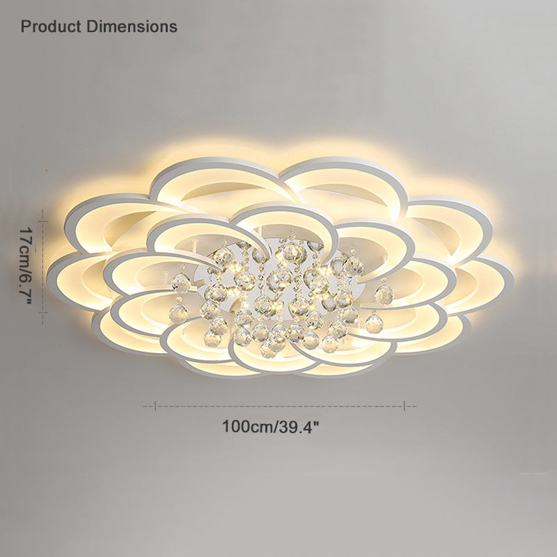 WOMO Lámpara de techo de cristal con forma de flor grande - WM1078
